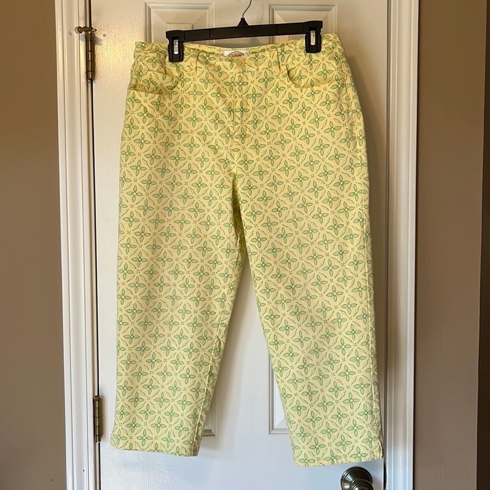 Talbots yellow and green Capri pants. Size 12 petite.